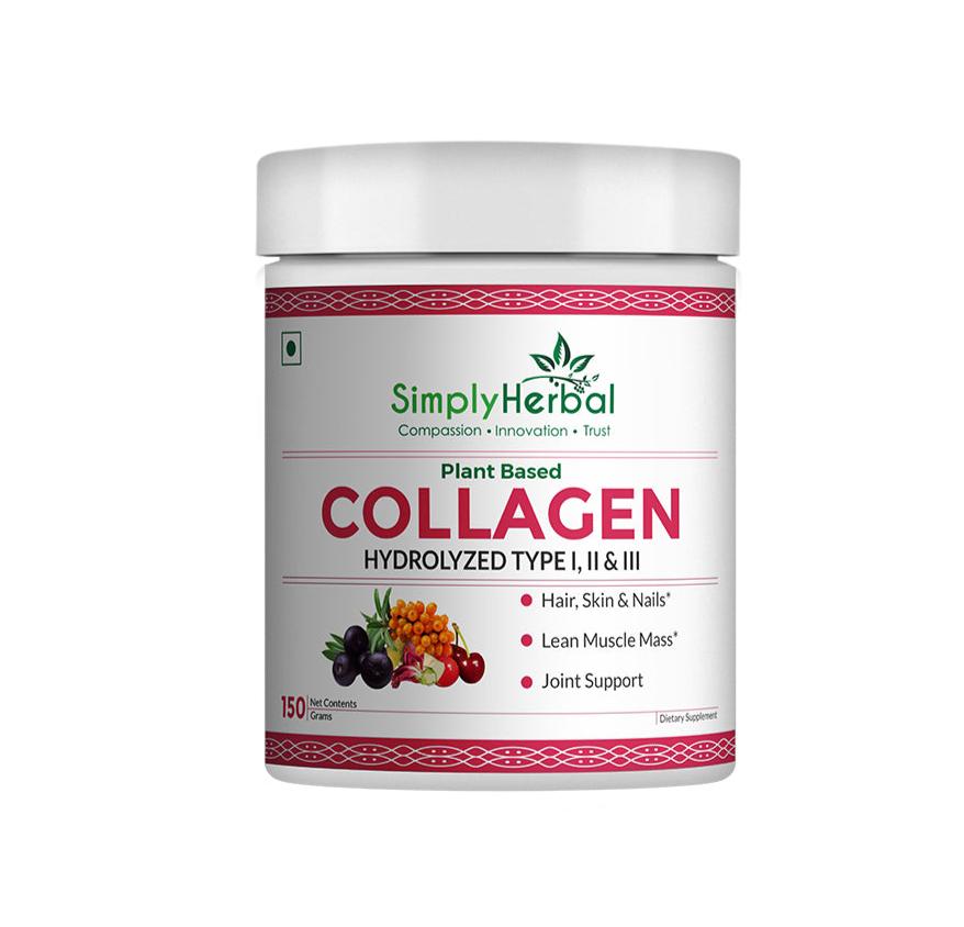 simply herbal Simply Herbal Plant-Based Collagen Powder Peptide Builder With Vitamin C Silica & Biotin –150gm