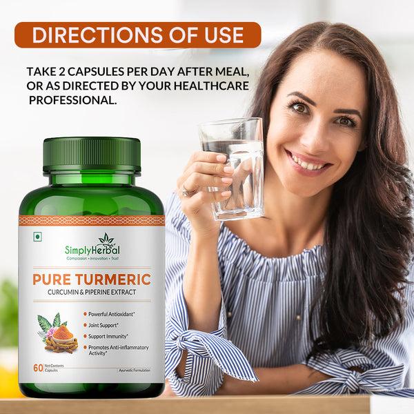 Simply Herbal Simply Herbal Pure Turmeric Curcumin & Piperine Extract 800mg- 60 Capsules