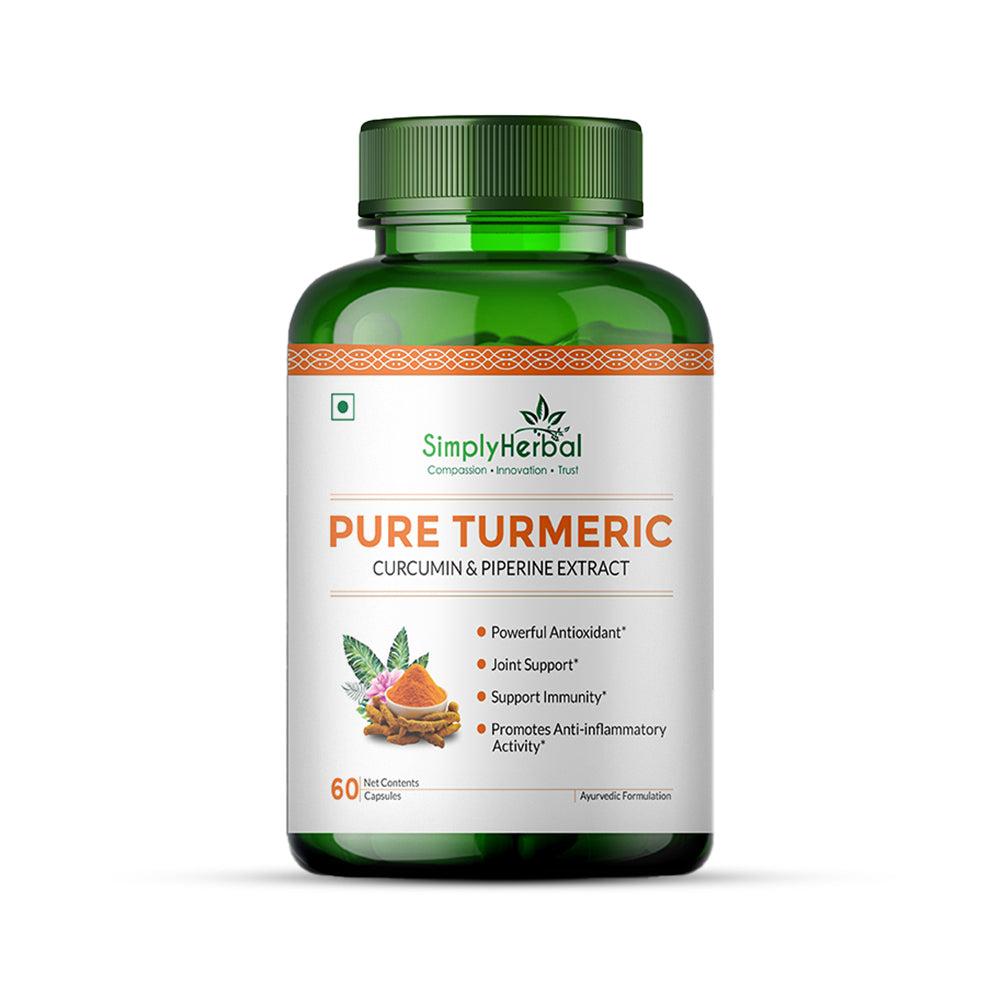 simply herbal Simply Herbal Pure Turmeric Curcumin & Piperine Extract 800mg- 60 Capsules