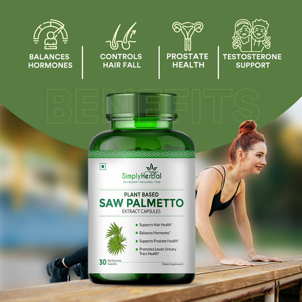Simply Herbal Simply Herbal Saw Palmetto Extract Prostate Health & Hair Growth 800mg -30 Capsules