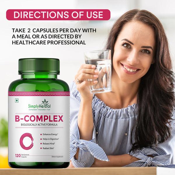 Simply Herbal Simply Herbal Vitamin B-Complex Premium Biologically Active Formula-120 Capsules