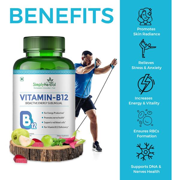 Simply Herbal Simply Herbal Vitamin B12 Methyl B12 Bioactive Energy Sublingual -100 Capsules