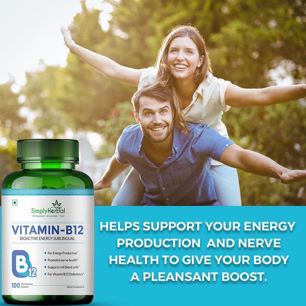 Simply Herbal Simply Herbal Vitamin B12 Methyl B12 Bioactive Energy Sublingual -100 Capsules
