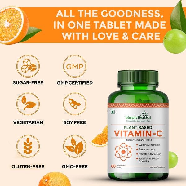 Simply Herbal Simply Herbal Vitamin-C For Glowing Skin Bone & Immune Health 1000mg - 60 Tablets