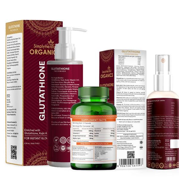 Simply Herbal SimplyHerbal Glutathione Skin Lightening/Brightening Combo Pack ( Cream + Capsules + Facewash) (3 Items In Set)