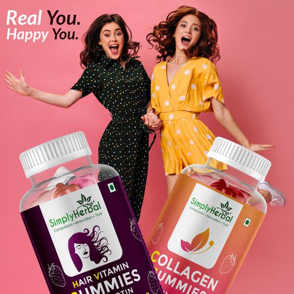 Simply Herbal SimplyHerbal Vitamin Gummies Hair Skin & Nail Health Combo Pack ( Collagen + Biotin )