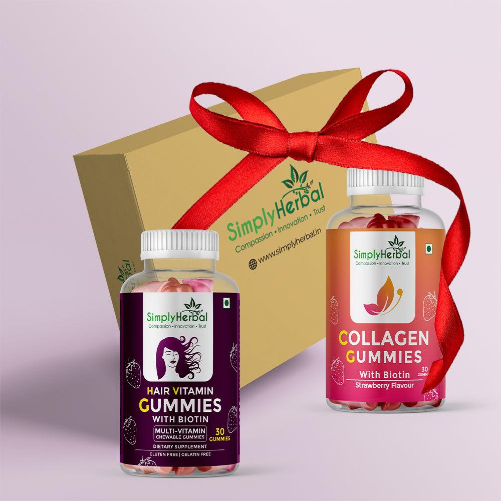 simply herbal SimplyHerbal Vitamin Gummies Hair Skin & Nail Health Combo Pack ( Collagen + Biotin )