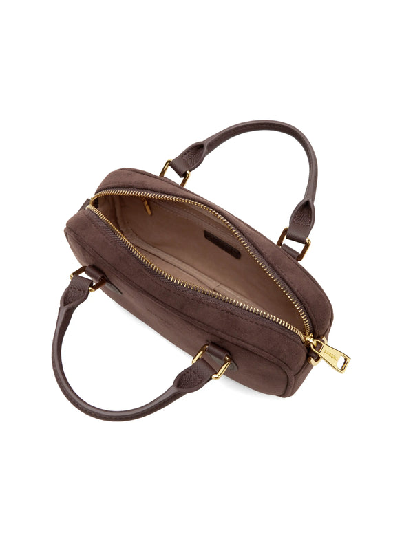 Sinbono Cassandra Top Handle Crossbody Bag - Dark Brown Fake Suede