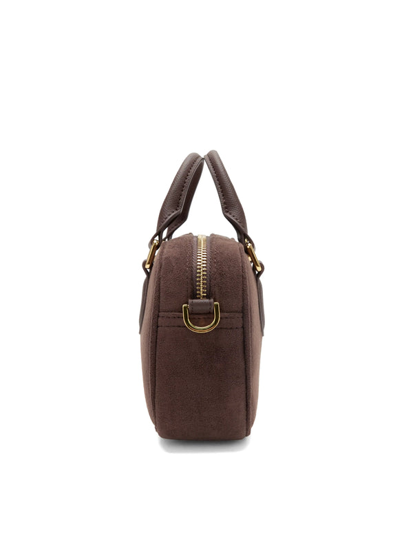 Sinbono Cassandra Top Handle Crossbody Bag - Dark Brown Fake Suede