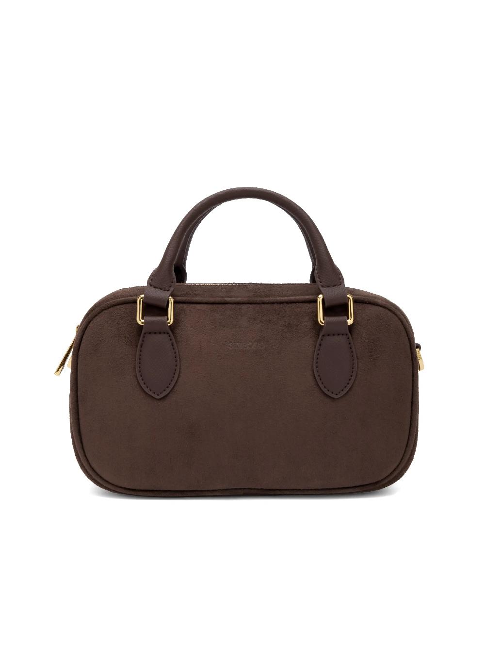 sinbono Cassandra Top Handle Crossbody Bag - Dark Brown Fake Suede