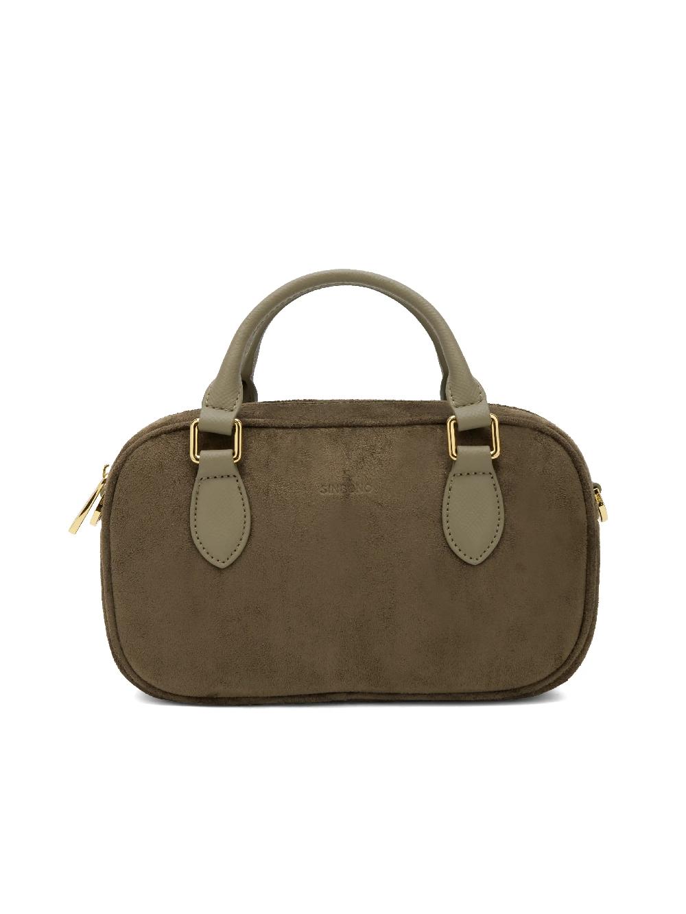 sinbono MCassandra Top Handle Crossbody Bag - Dark Green Fae Suede