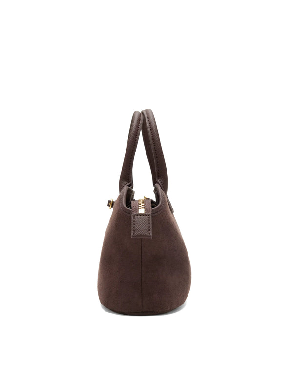 Sinbono Mireille Top Handle Crossbody Bag - Dark Brown Fake Suede