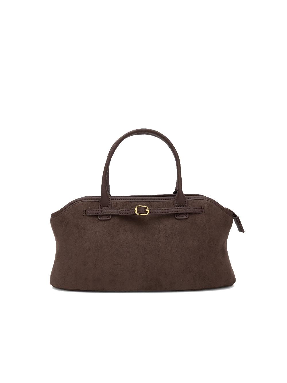 sinbono Mireille Top Handle Crossbody Bag - Dark Brown Fake Suede