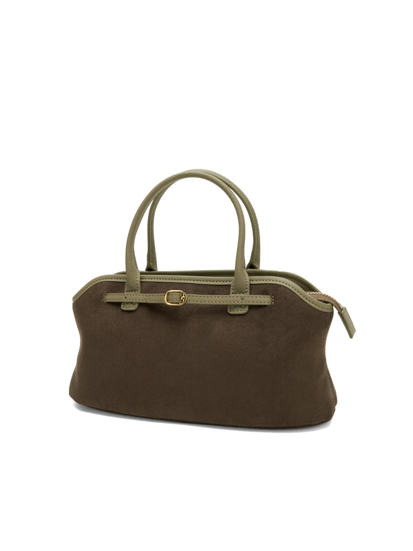 Sinbono Mireille Top Handle Crossbody Bag - Dark Green Fake Suede