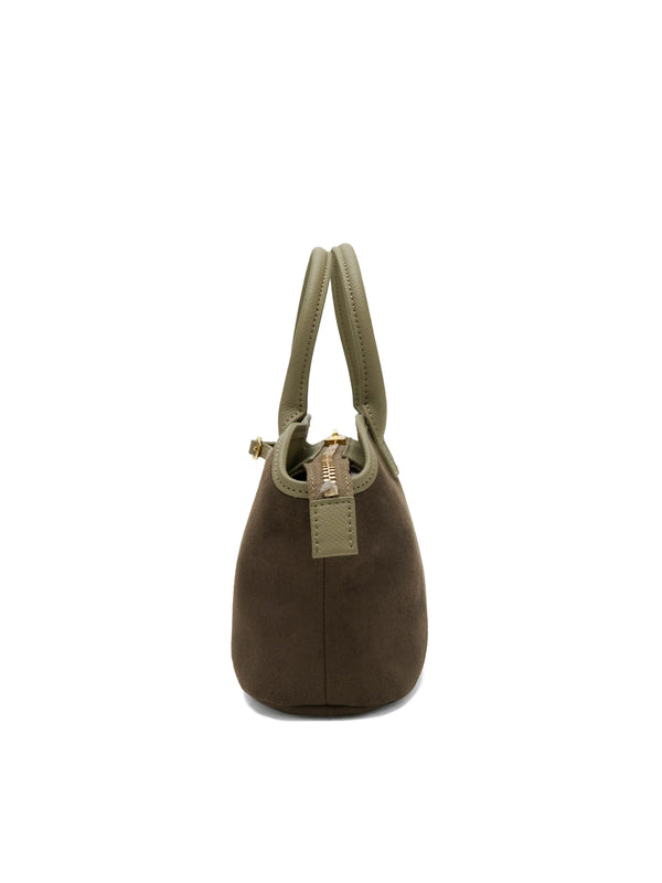 Sinbono Mireille Top Handle Crossbody Bag - Dark Green Fake Suede