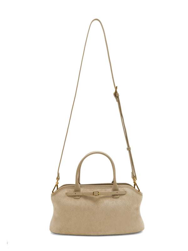 Sinbono Mireille Top Handle Crossbody Bag - Ivory Fake Suede