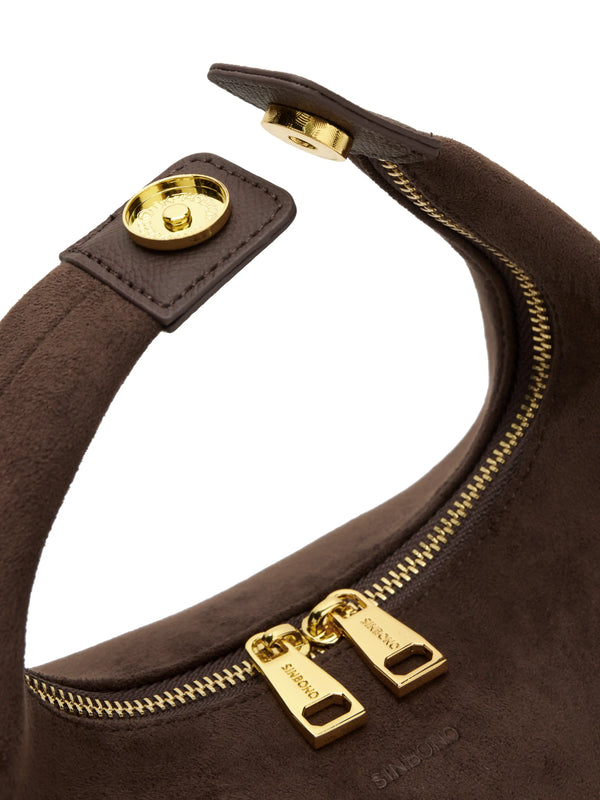 Sinbono Vienna Top Handle Crossbody Bag（2.0）- Dark Brown Fake Suede