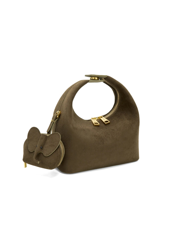 Sinbono Vienna Top Handle Crossbody Bag（2.0）- Dark Green Fake Suede