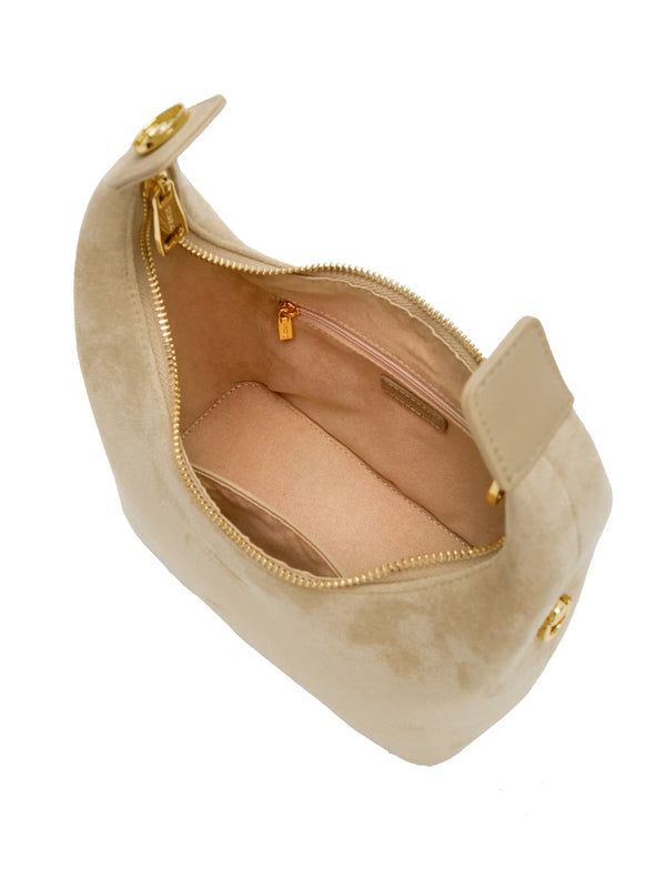 Sinbono Vienna Top Handle Crossbody Bag（2.0）- Ivory Fake Suede