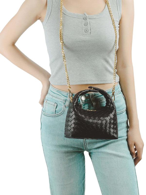 Sinbono Vienna Top Handle Crossbody Bag - Black Braided