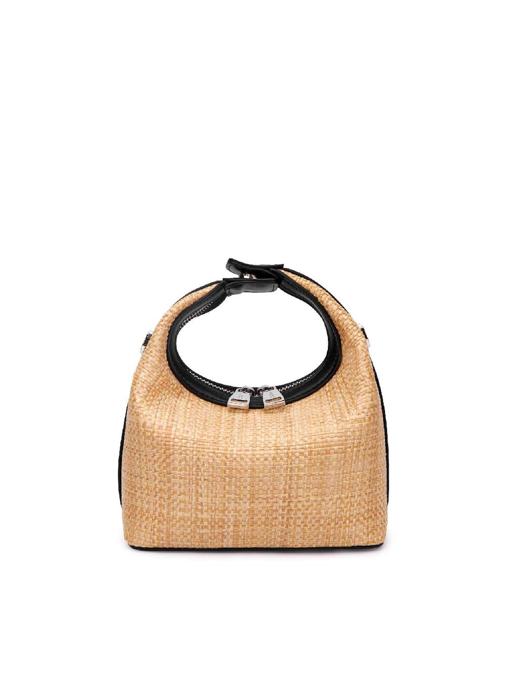 sinbono Vienna Top Handle Crossbody Bag - Black&Straw