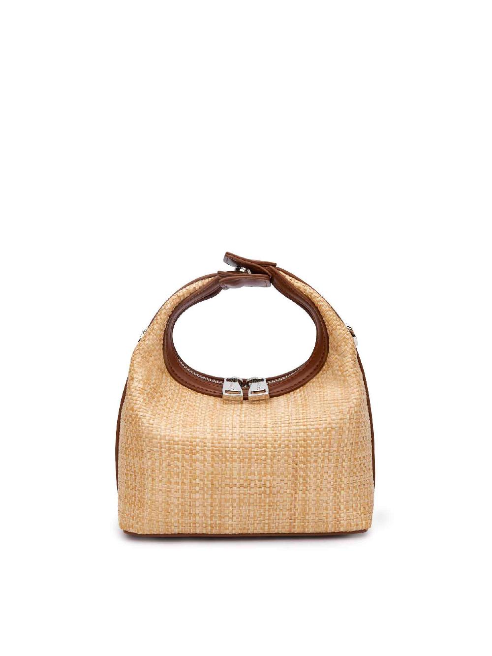 sinbono Vienna Top Handle Crossbody Bag - Brown&Straw