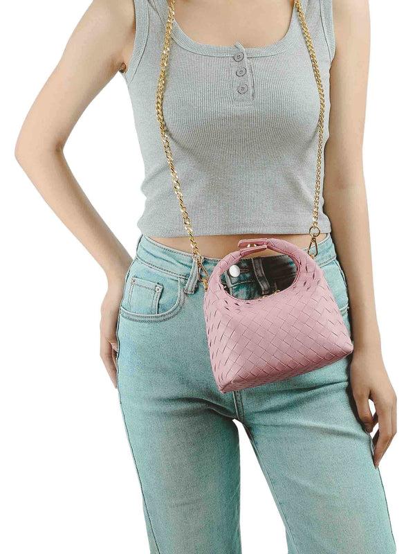 Sinbono Vienna Top Handle Crossbody Bag - Pink Braided