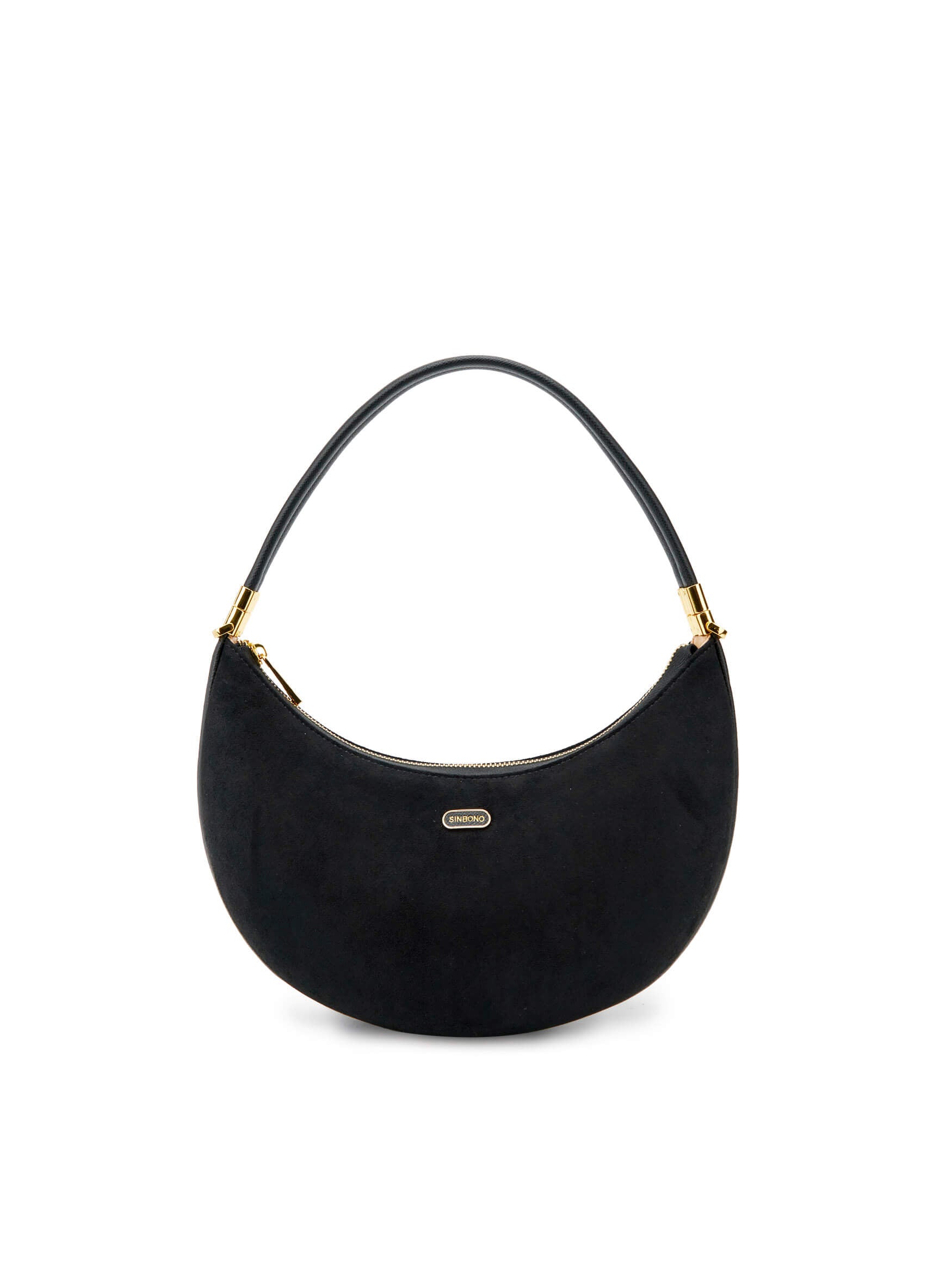 sinbono Zoey Shoulder Crossbody Bag - Black Fake Suede