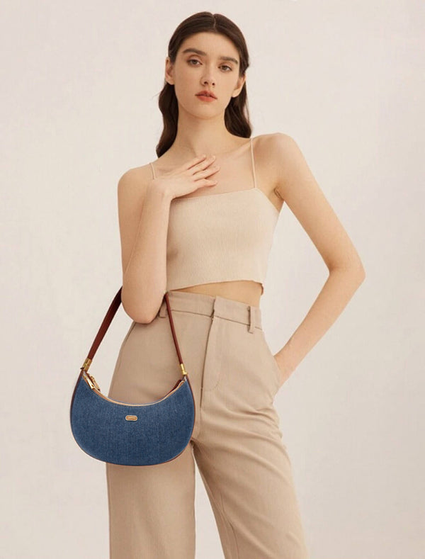 Sinbono Zoey Shoulder Crossbody Bag - Dark Blue&Brown