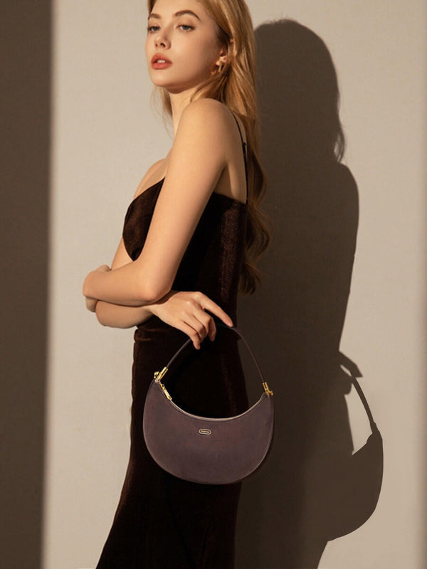 Sinbono Zoey Shoulder Crossbody Bag - Dark Brown Fake Suede