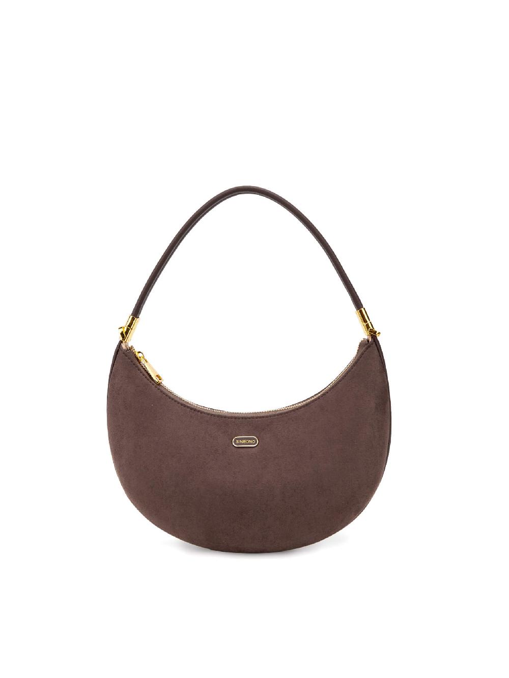 sinbono Zoey Shoulder Crossbody Bag - Dark Brown Fake Suede