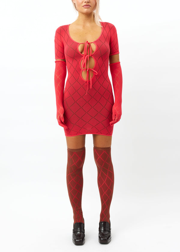 Sinead Gorey Argyle Double-layer Mini Dress With Socks And Gloves