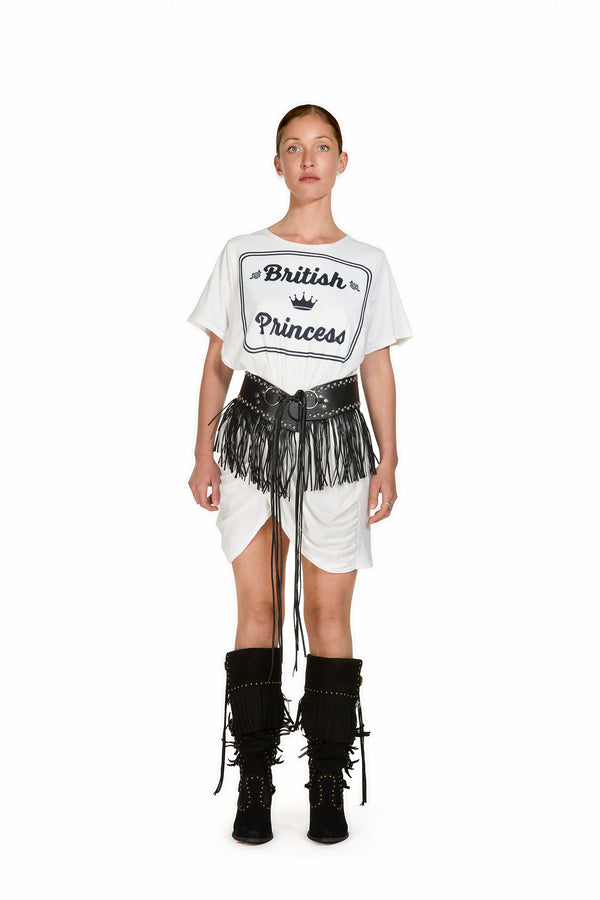 Sinead Gorey “British Princess” Graphic Draped T-shirt Dress