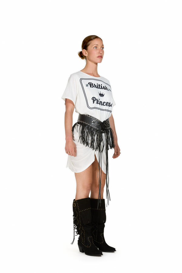 Sinead Gorey “British Princess” Graphic Draped T-shirt Dress
