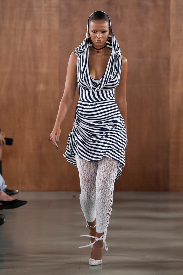 Sinead Gorey Hacienda Stripe Asymmetric Draped Dress