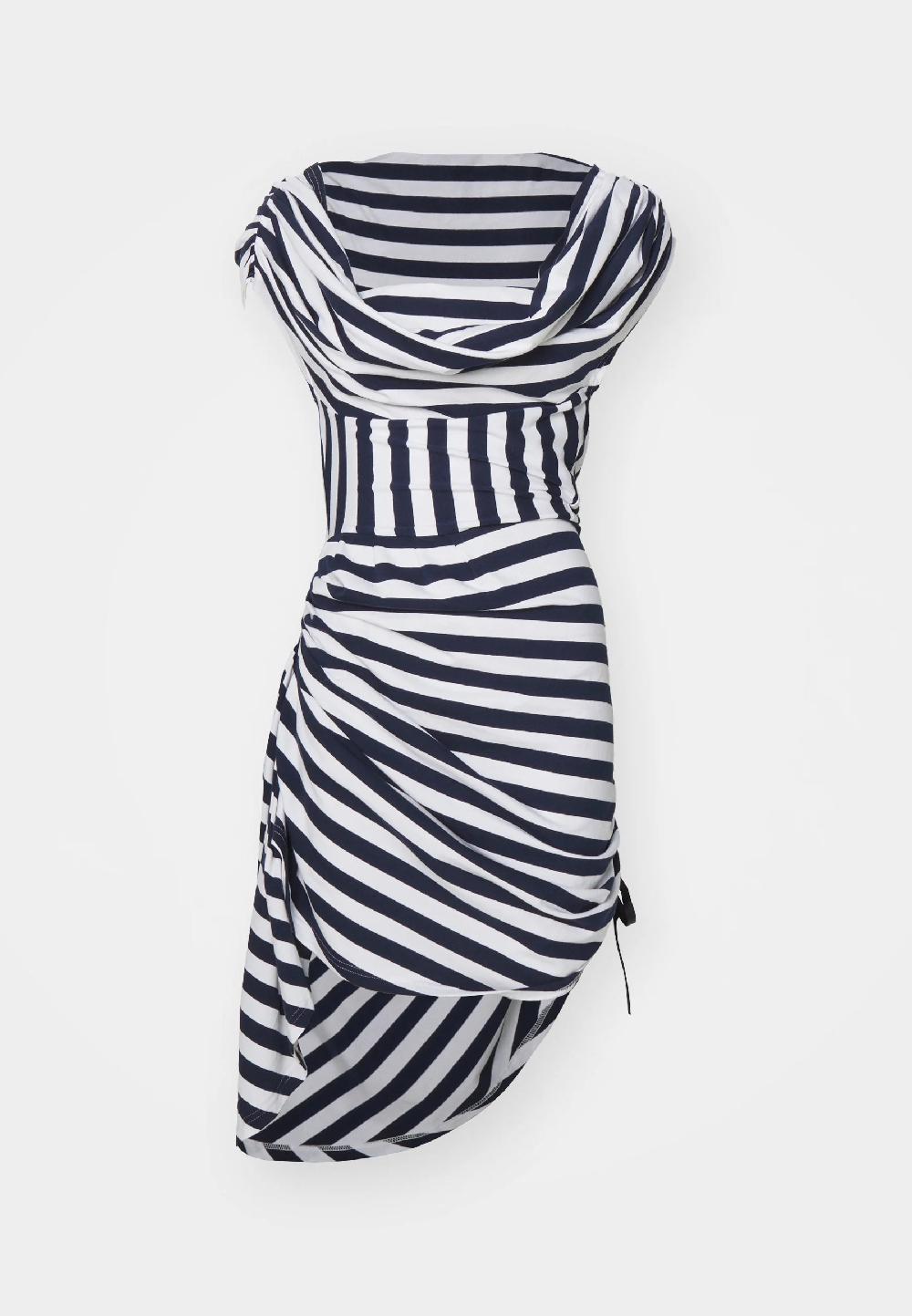 sinead gorey Hacienda Stripe Asymmetric Draped Dress