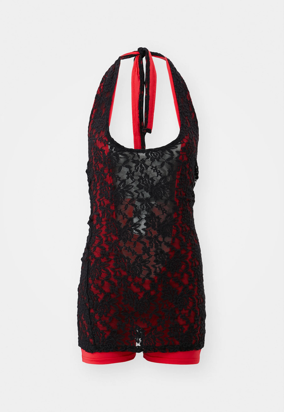 sinead gorey Lace Halter-Neck Dress with In-built Playsuit