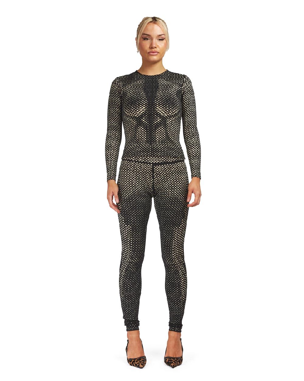 sinead gorey Laser-Cut body enhancing double layer leggings