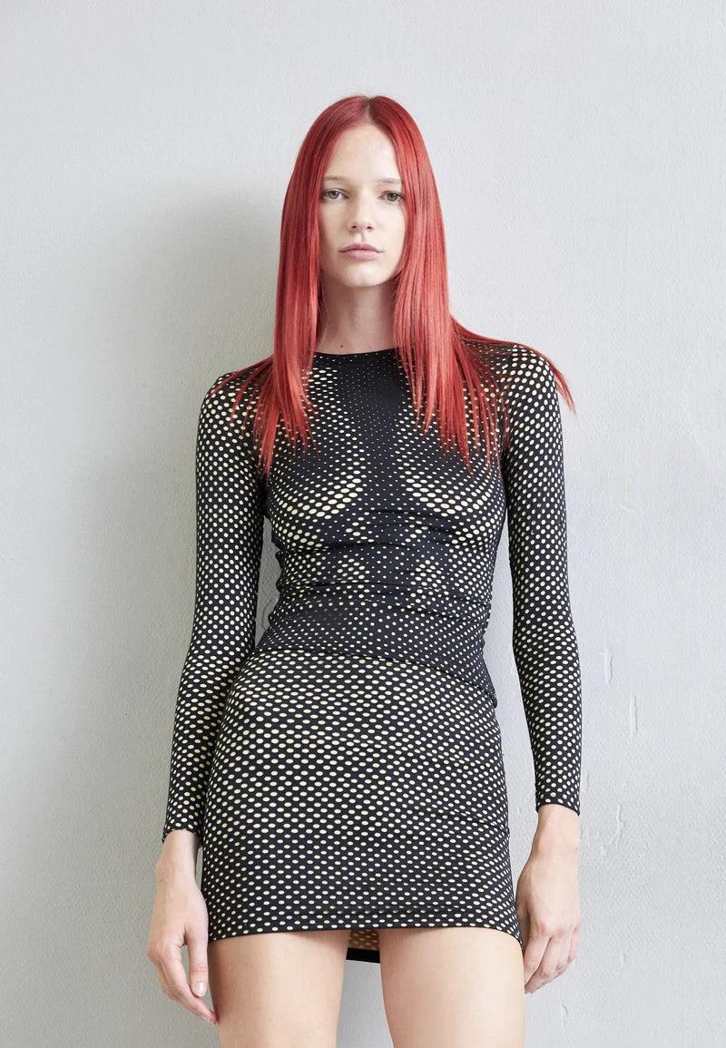 sinead gorey Laser-Cut body enhancing double layer mini skirt