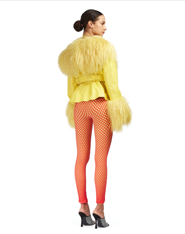 Sinead Gorey Leather Cropped Coat With Mongolian Fur Trim