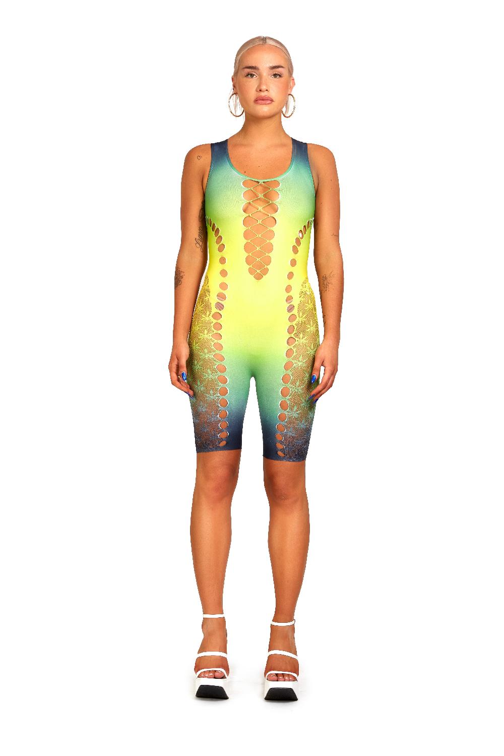 sinead gorey SG X SELFRIDGES- Seamless Printed Unitard with Body-Shaping Cut Outs