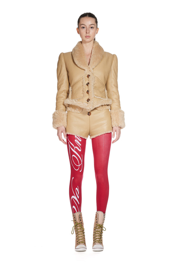 Sinead Gorey Shearling Leather Hot-Pants With Button Up Front