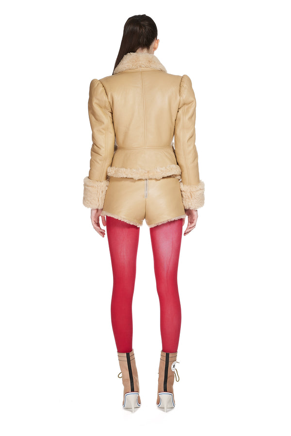 Sinead Gorey Shearling Leather Hot-Pants With Button Up Front