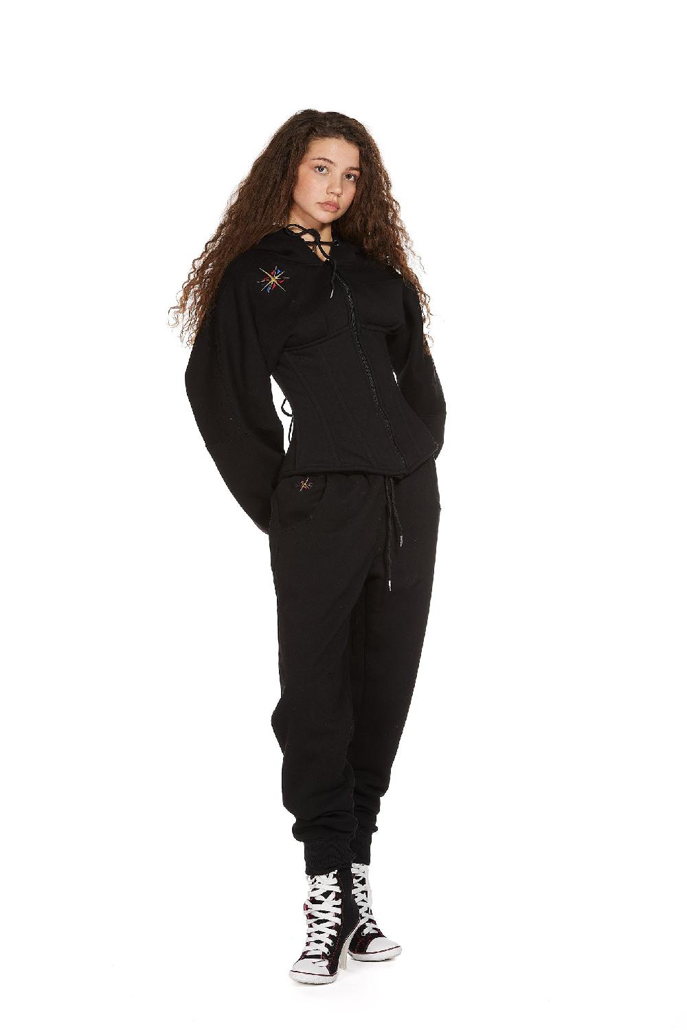 sinead gorey Cotton Jersey Corset Hoodie