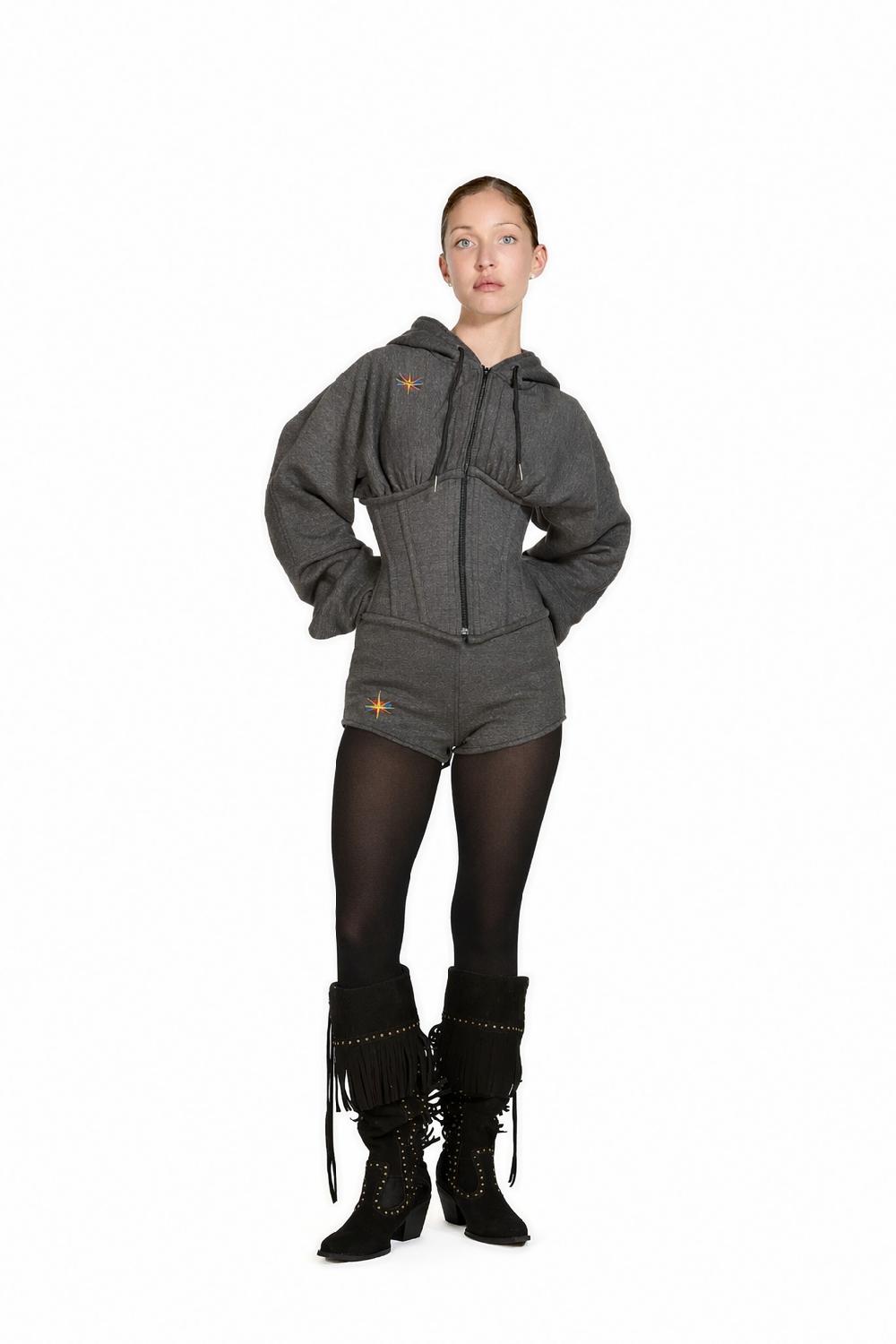 sinead gorey Cotton Jersey Corset Hoodie