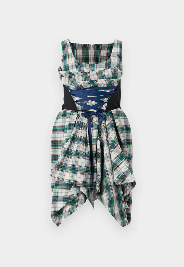 Sinead Gorey Draped Plaid In-Built Corset Dress