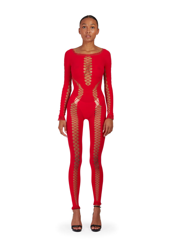 Sinead Gorey Fishnet Cut Out Jumpsuit
