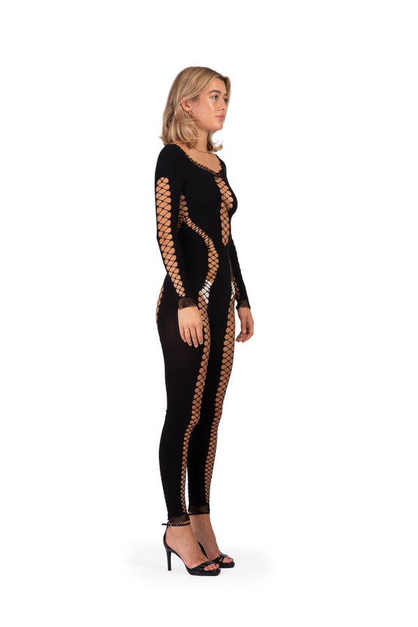 Sinead Gorey Fishnet Cut-Out Jumpsuit