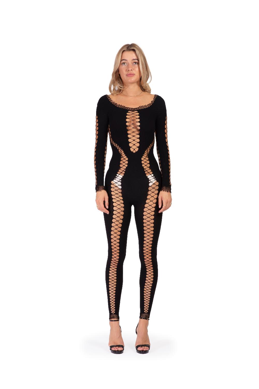 sinead gorey Fishnet Cut-Out Jumpsuit