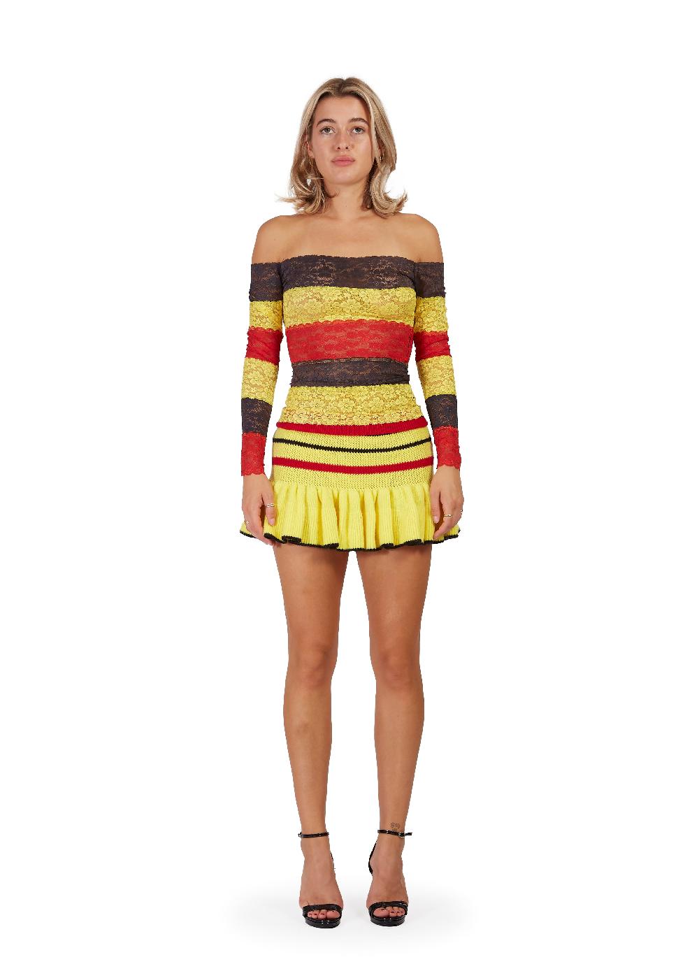 sinead gorey Lace Bandage Off-The-Shoulder Top